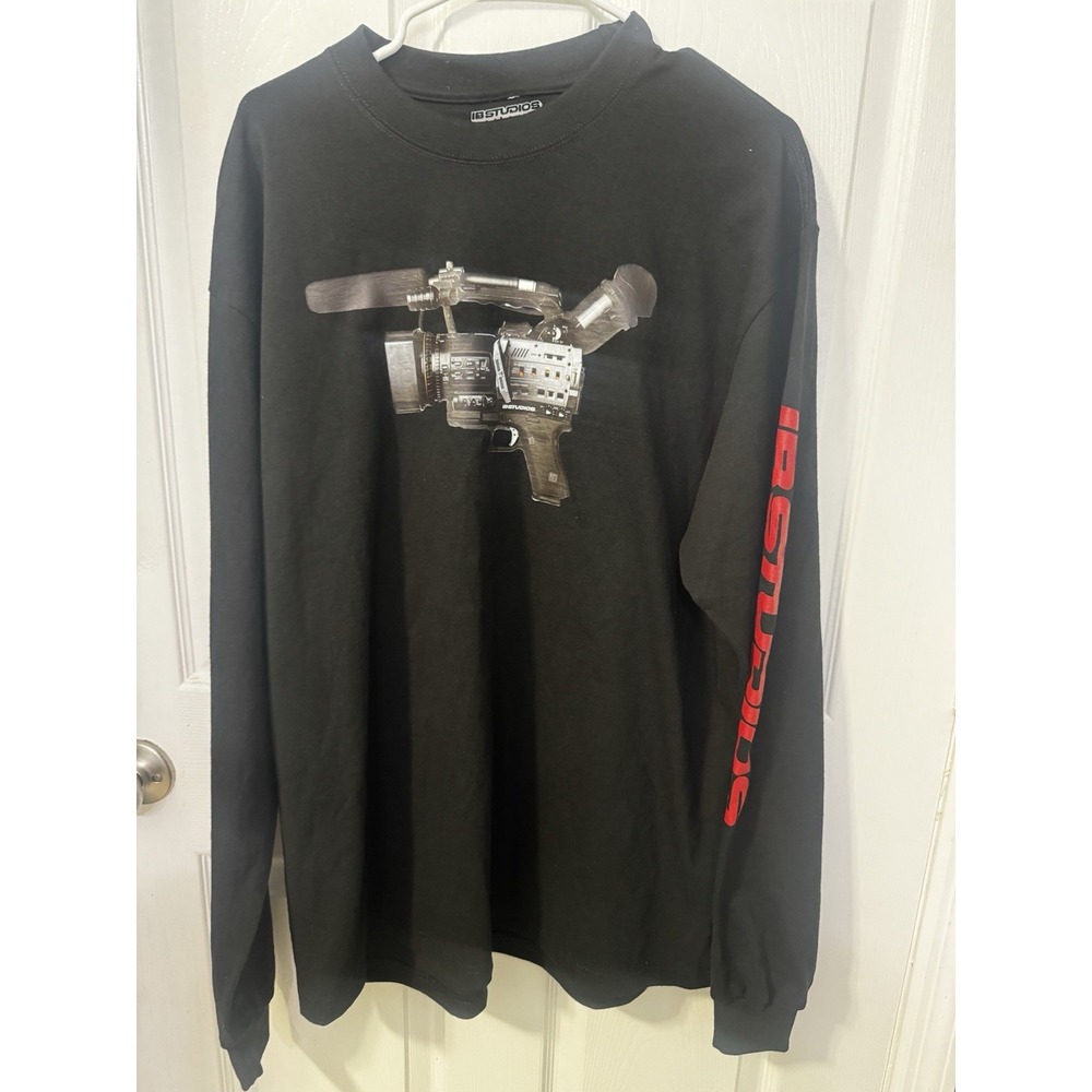 IB Studios Men's Black Camera Gun Graphic Shirt XL Streetwear Miami Ivan Berrios